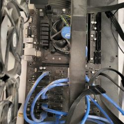 Intel Core I3-9100 Desktop Processor + Mother Board + PCI-E  CABLES + FANS + RIG FRAMES