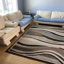 Leather Couches With Rug 