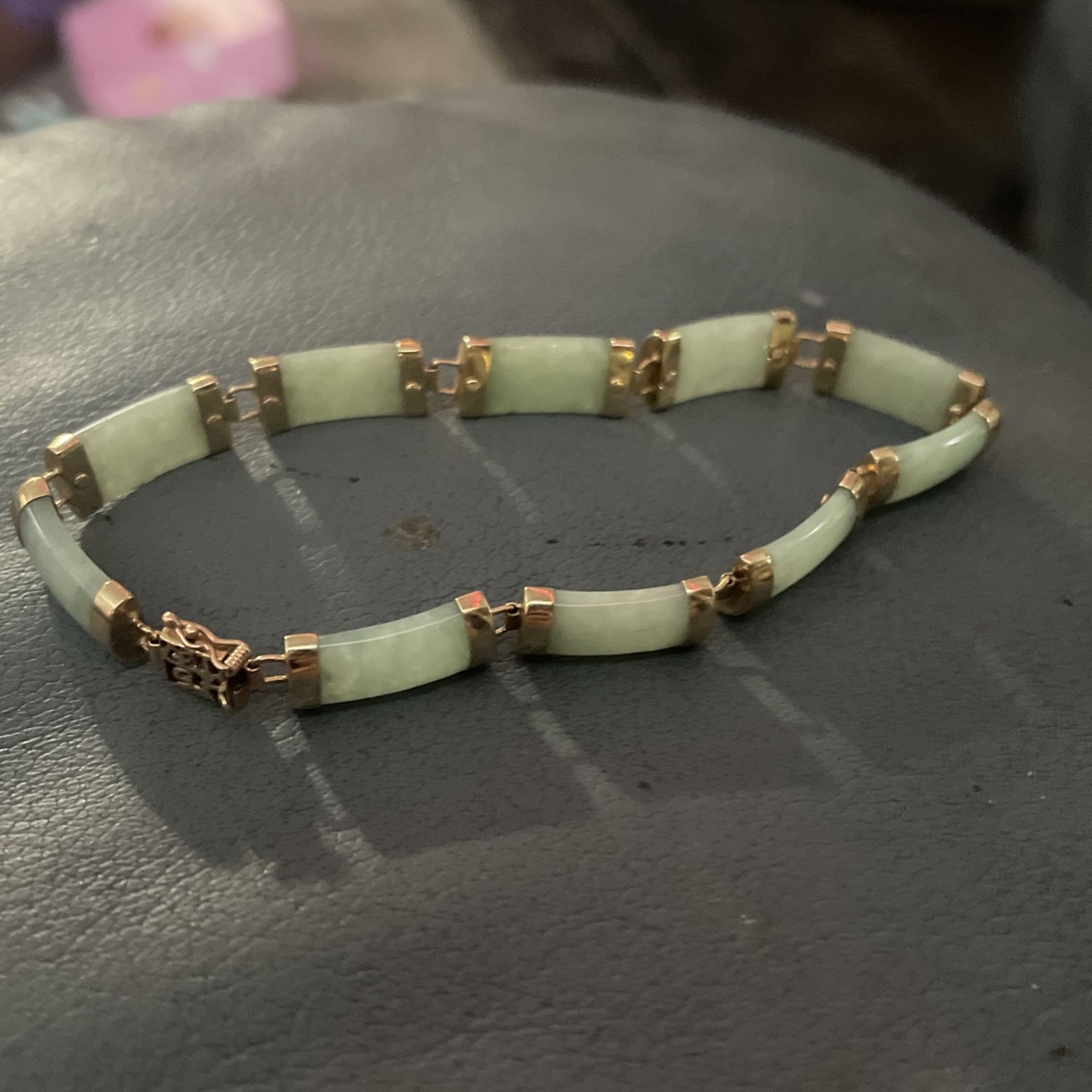 10kt Gold And Jade Bracelet