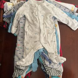 9 Pcs Carter’s Long Sleeve Footed Onesies