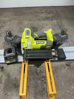 Ryobi Cordless 18V Brad Nailer 18 Gauge . Includes charger and (2) Brand New 4AH Battery.
