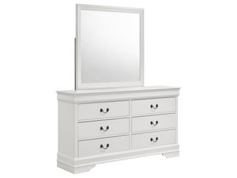 Louis Philippe White 6-drawer Dresser and Mirror