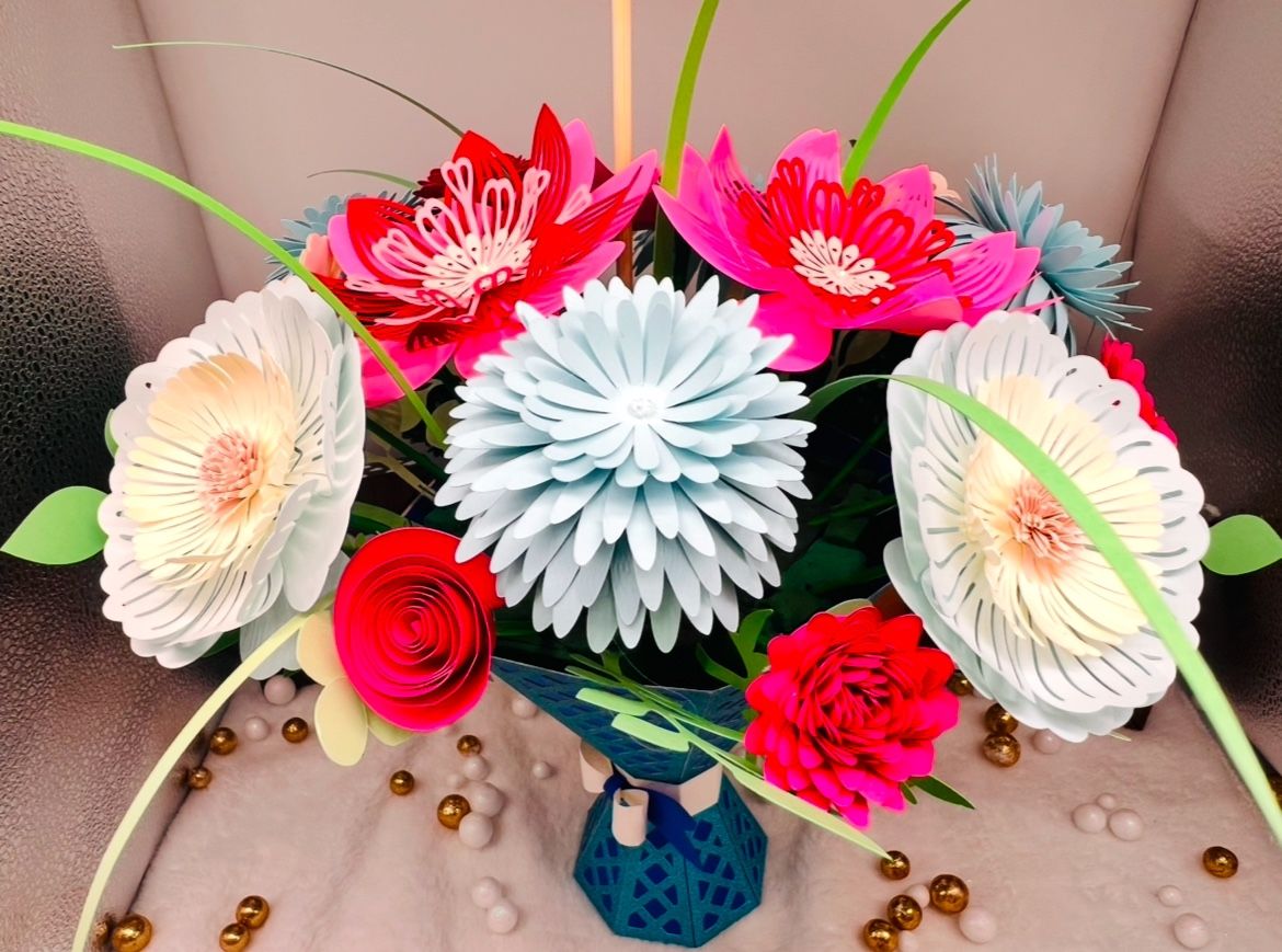 Bouquet Of Paper Cardstock Flowers