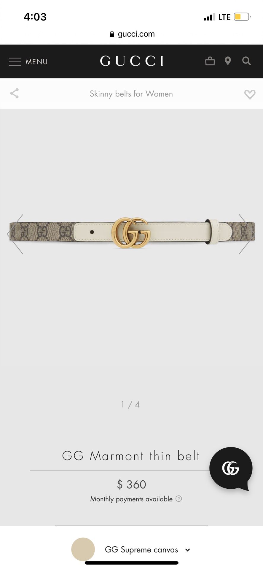 GG Marmont thin Belt