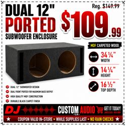 Dual 12" Subwoofer Enclosure MDF Carpeted Wood Bass Box 🚨 Payment Options Available 🚨 No Credit Needed 🚨