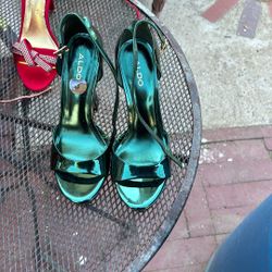 Aldo Green Metallic Heels  