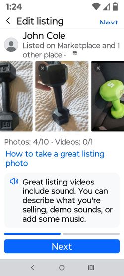 2 Dumbells 1 8lb Metal & 1 5lb Neoprene