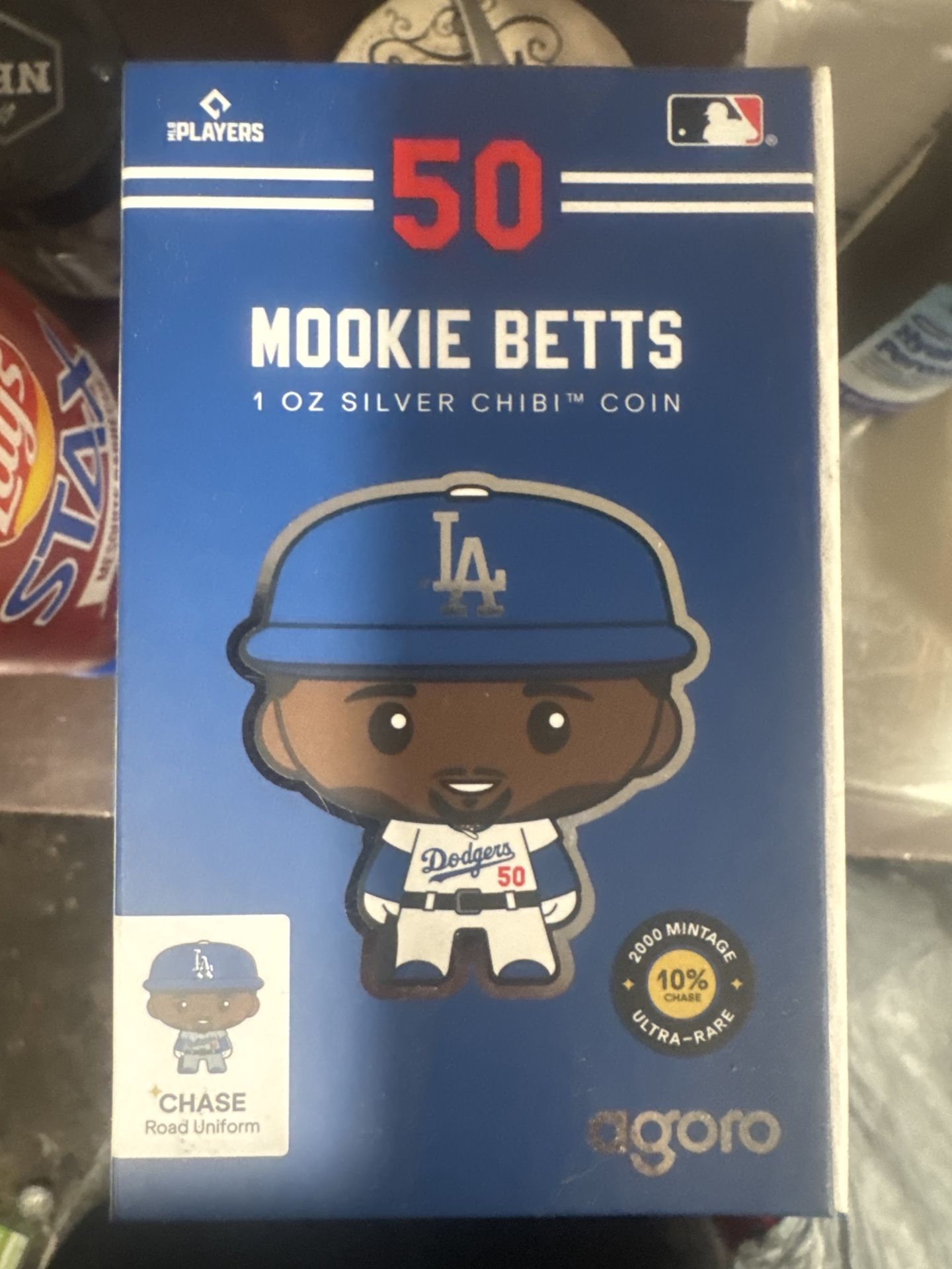 #156 Mookie Betts #50 Silver Chibi Coin – 1 oz .999 Fine Silver – Limited Edition #0206 / 2000 – MLB Licensed by Agora / New Zealand Mint – $300 OBO