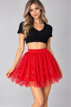 Red Lace Tutu Mini Skirt – Halloween / Costume / Party