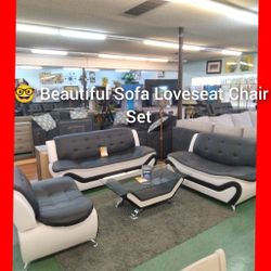 🥰 Beautiful Sofa Loveseat Chair Set 