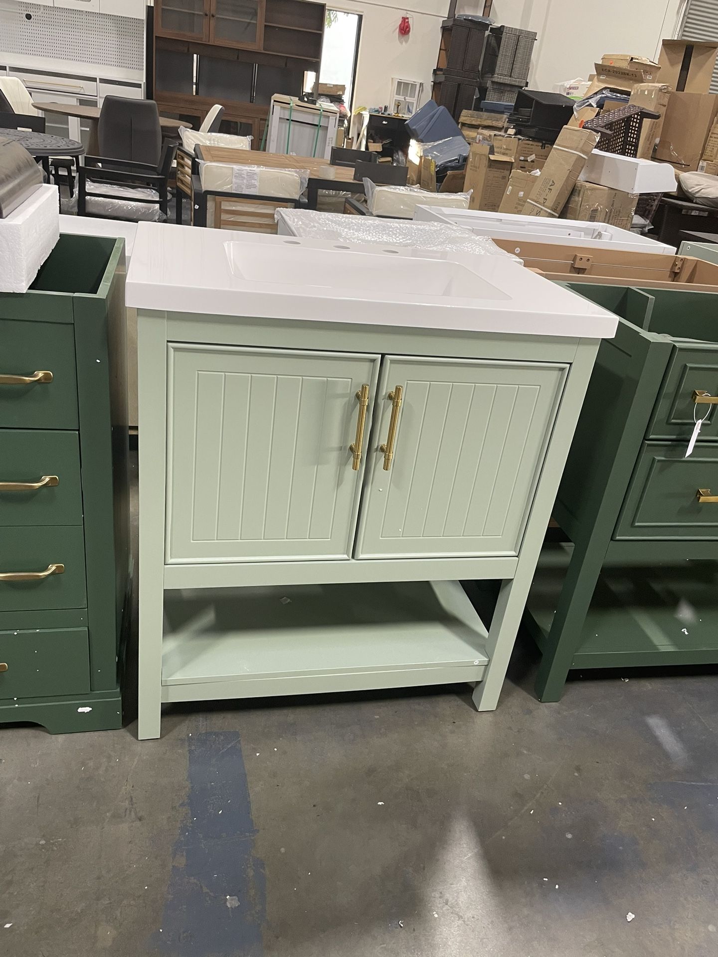 Assembled New Solid Wood Frame 30" Bathroom Vanity w/ Sink Bathroom Cabinet Shelf