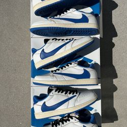 Jordan 1 Retro Low OG Fragment X Travis Scott Sail Military Blue 