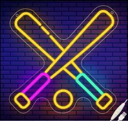 BRAND NEW IN BOX Baseball Neon Light Hanging Decor 14” x 14”