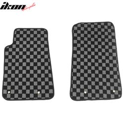 Fits 2010-2015 Chevy Camaro Floor Mats Non-Slip Carpets Checkered Black Gray Plaid
