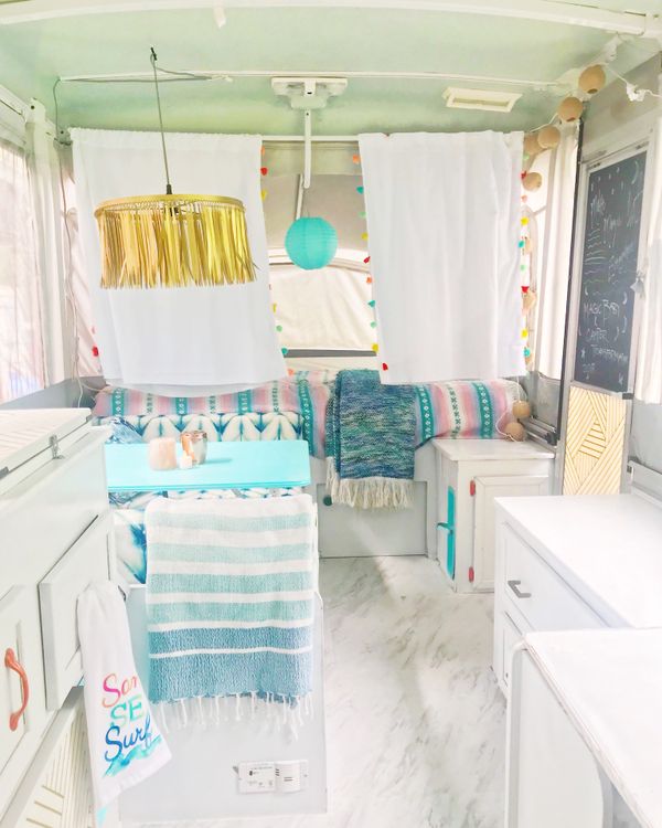 Coleman Pop Up Camper Trailer Renovated Interior Glamper Rv