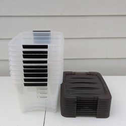 19 Quart Stack And Pull Plastic Latching Storage Bins 