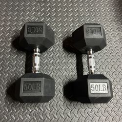 50lb Rubber Hex Dumbbells (Set of 2) – Excellent Condition