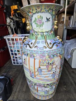 Vase, Large 36 Inch. Floral Chinese