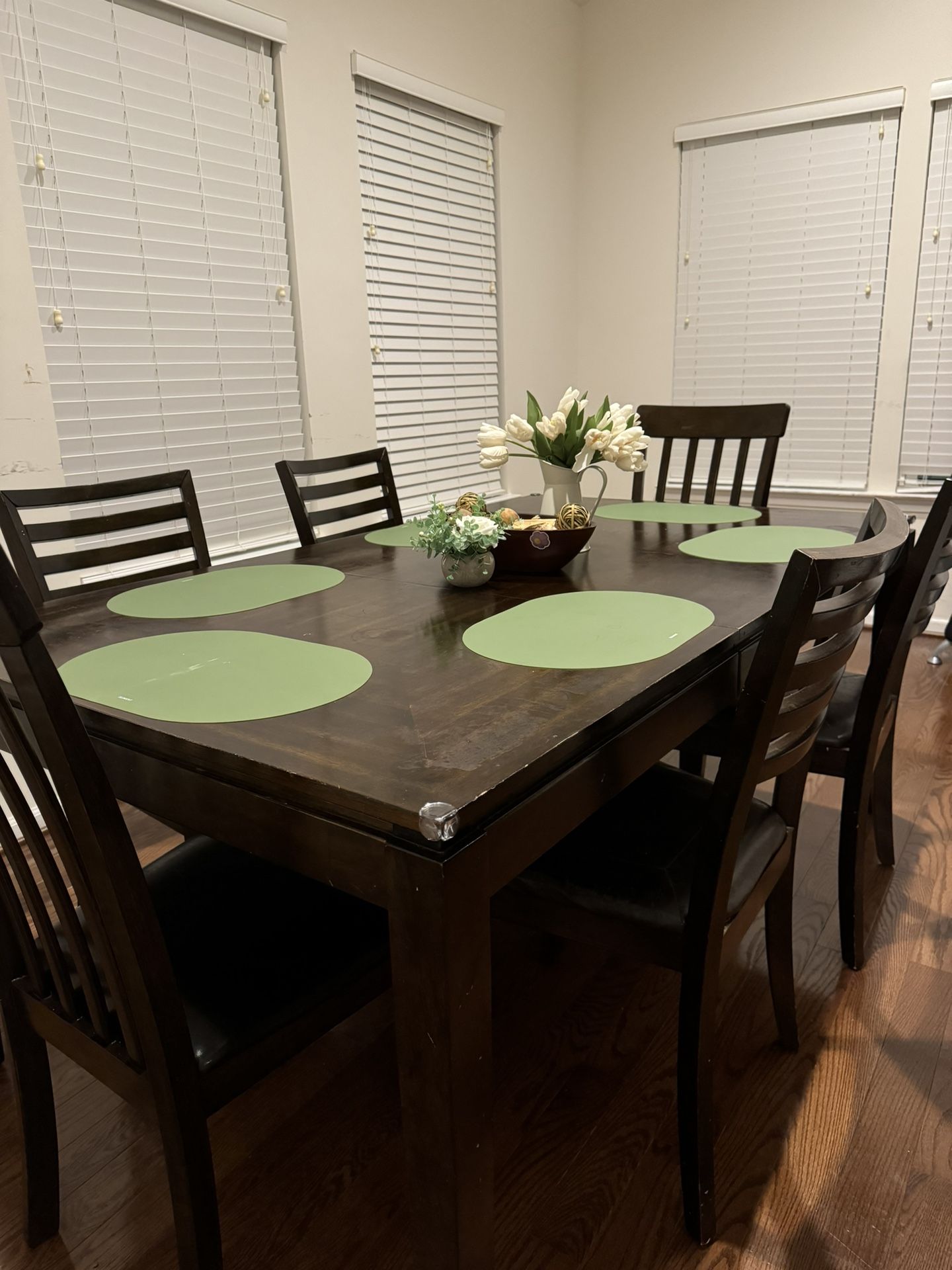 Family Dining Set: Wooden Table with 6 Chairs