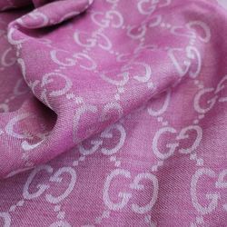 Beautiful Gucci GG Monogrammed Wool & Silk Blend Scarf, retail 