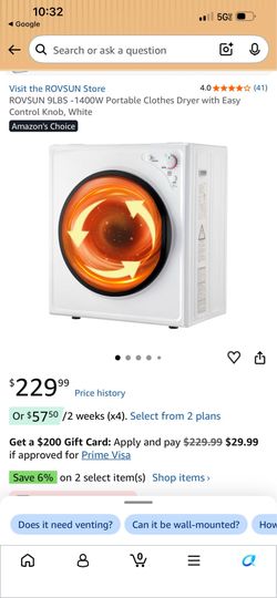 ROVSUN 9LBS - 1400W Portable Clothes Dryer