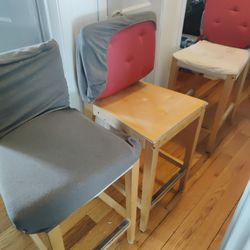 Set of 3 Wooden Bar Stools