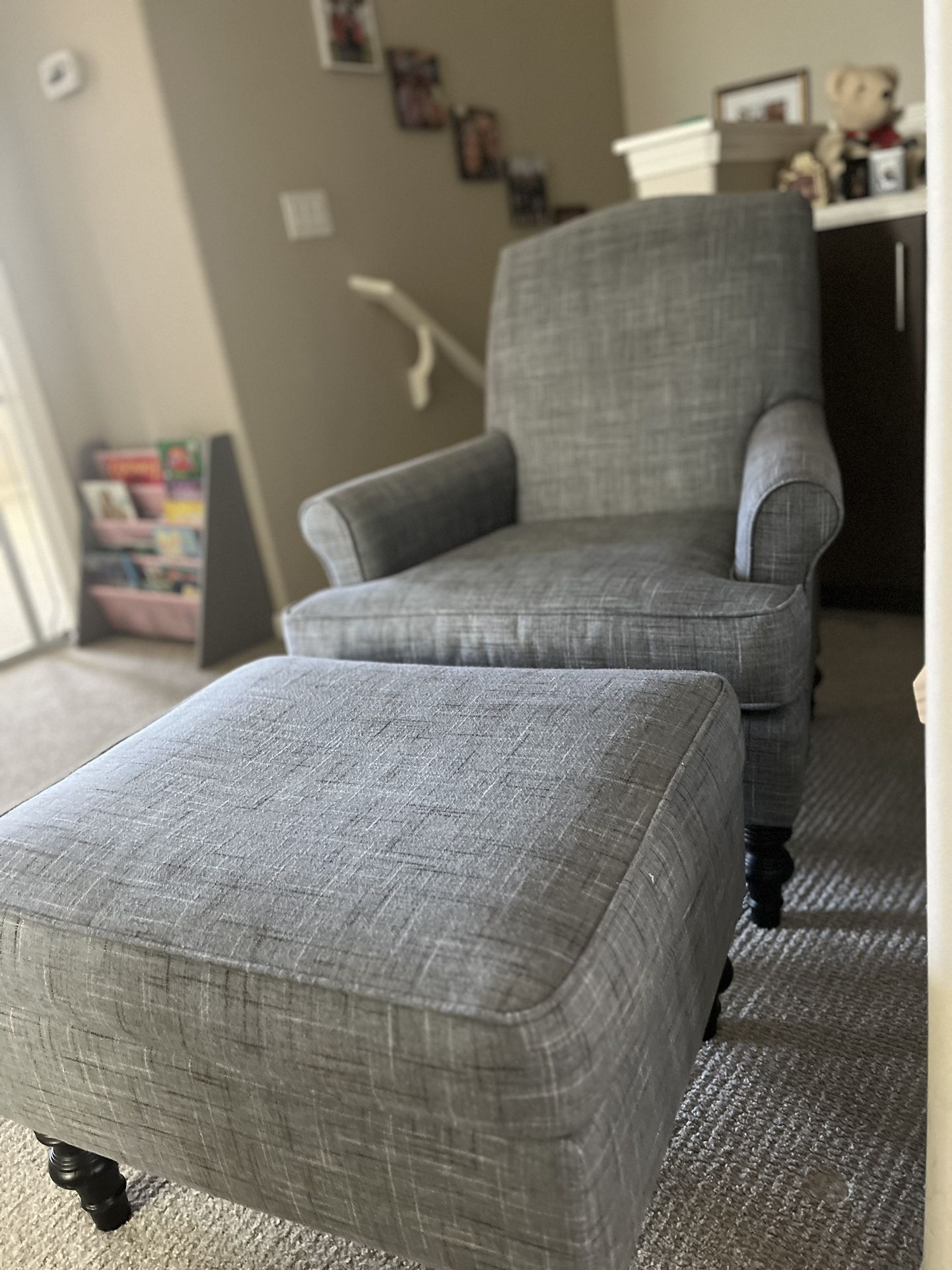Upholstered Chair  And matching Ottoman 