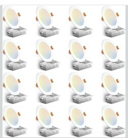 Amico 16 Pack 6 Inch 5CCT Ultra-Thin LED Recessed Ceiling Light
1050LM High Brightness, 12W Low Power, 5%-100% Smooth Dimming, Junction Box Included,