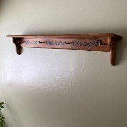 Stenciled Wood Wall Shelf