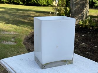 White Glass Rectangle Vase Large 
