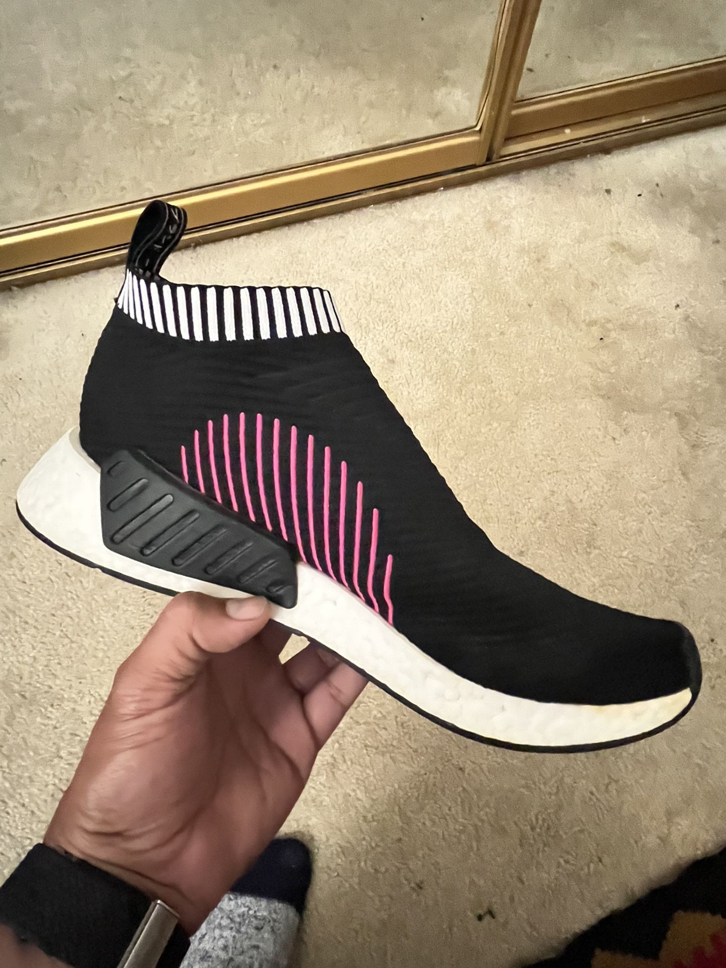 Adidas Boost NMD CS2 Core Black Shock Pink size Size 11” for Sale in Huntington - OfferUp