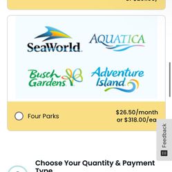 Silver Annual Passes (AQUATICA, SeaWorld,Busch Gardens, Adventure Islands) 
