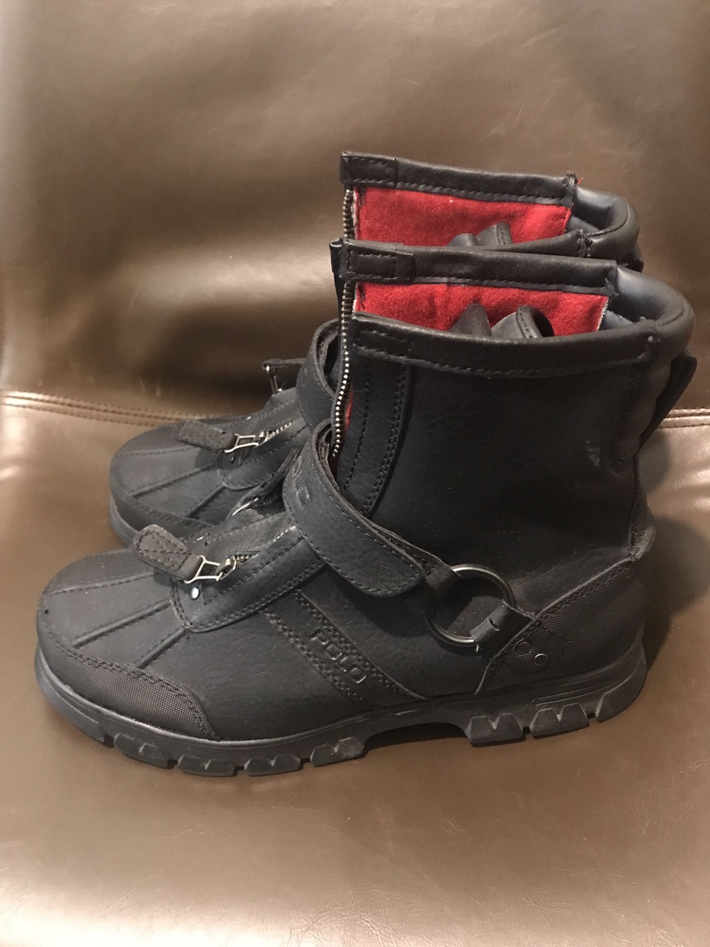 Polo Ralph Lauren Black Leather Boots Size 9.5