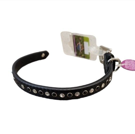 Vanderpump Pets Black Bling Rhinestones Dog Collar 12"