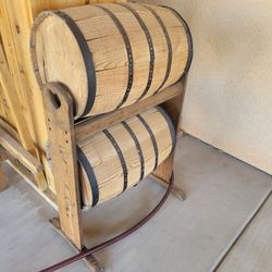 Pair Of Small Wine Barrels With Stand