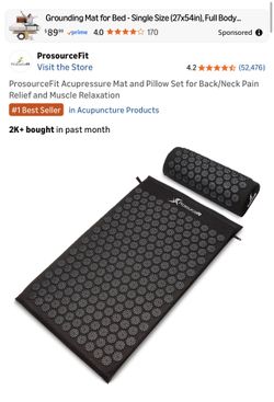 ProsourceFit Acupressure Mat and Pillow Set for Back/Neck Pain Relief and Muscle Relaxation