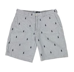Polo Ralph Lauren Shorts Mens 34 Blue All Over Pony AOP Seersucker Striped Chino