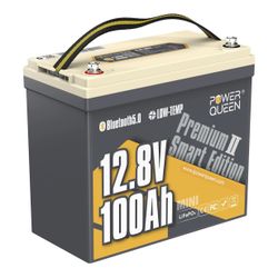 Power Queen 12V 100Ah MINI LiFePO4 Lithium Battery, Deep Cycle Battery with Upgraded 100A BMS