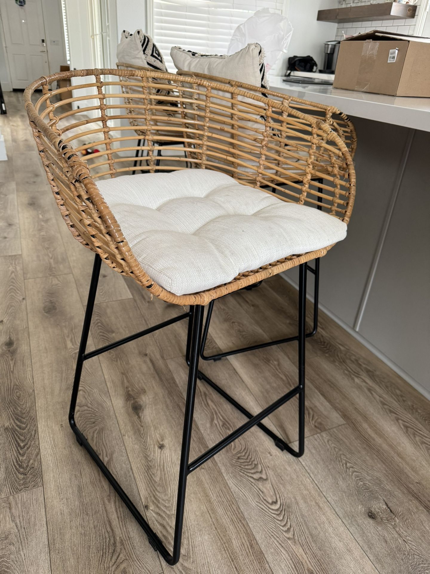 Counter Height Rattan Chairs - 4 
