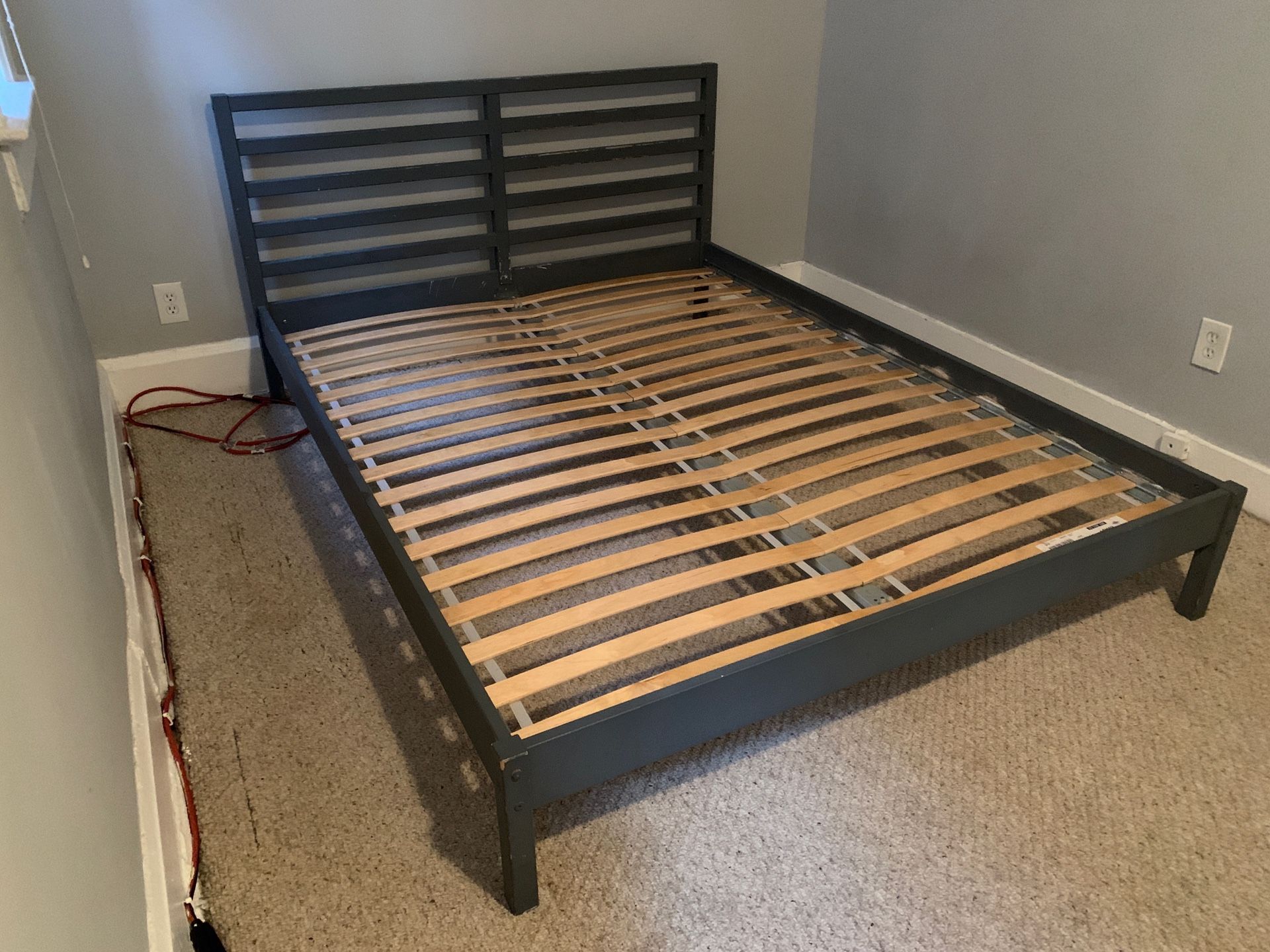 Gray queen bed frame