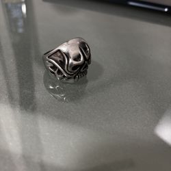 Men's Vampire Red Garnet Eye Skull Sterling Silver...