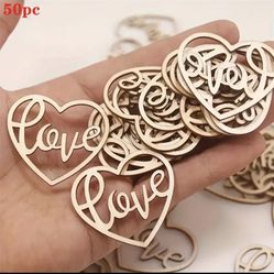 Wooden “Love” Heart Cutouts – Set of 6
