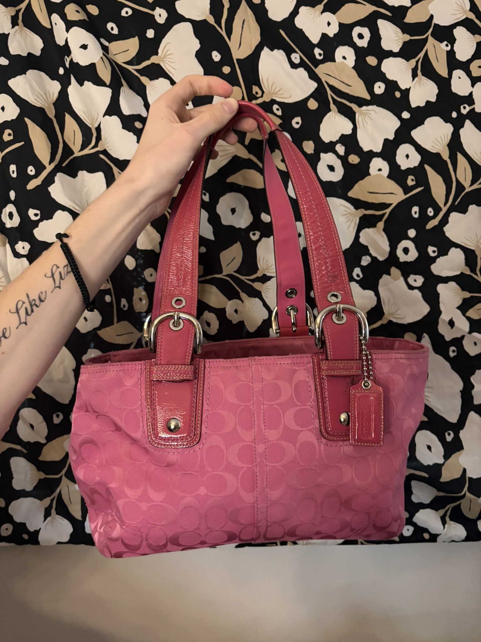 pink shoulder bag coach purse