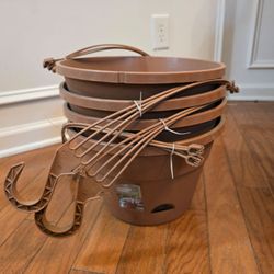 Newbury 12.75 in. Light Terracotta Resin Self-Watering Hanging Basket Planter
