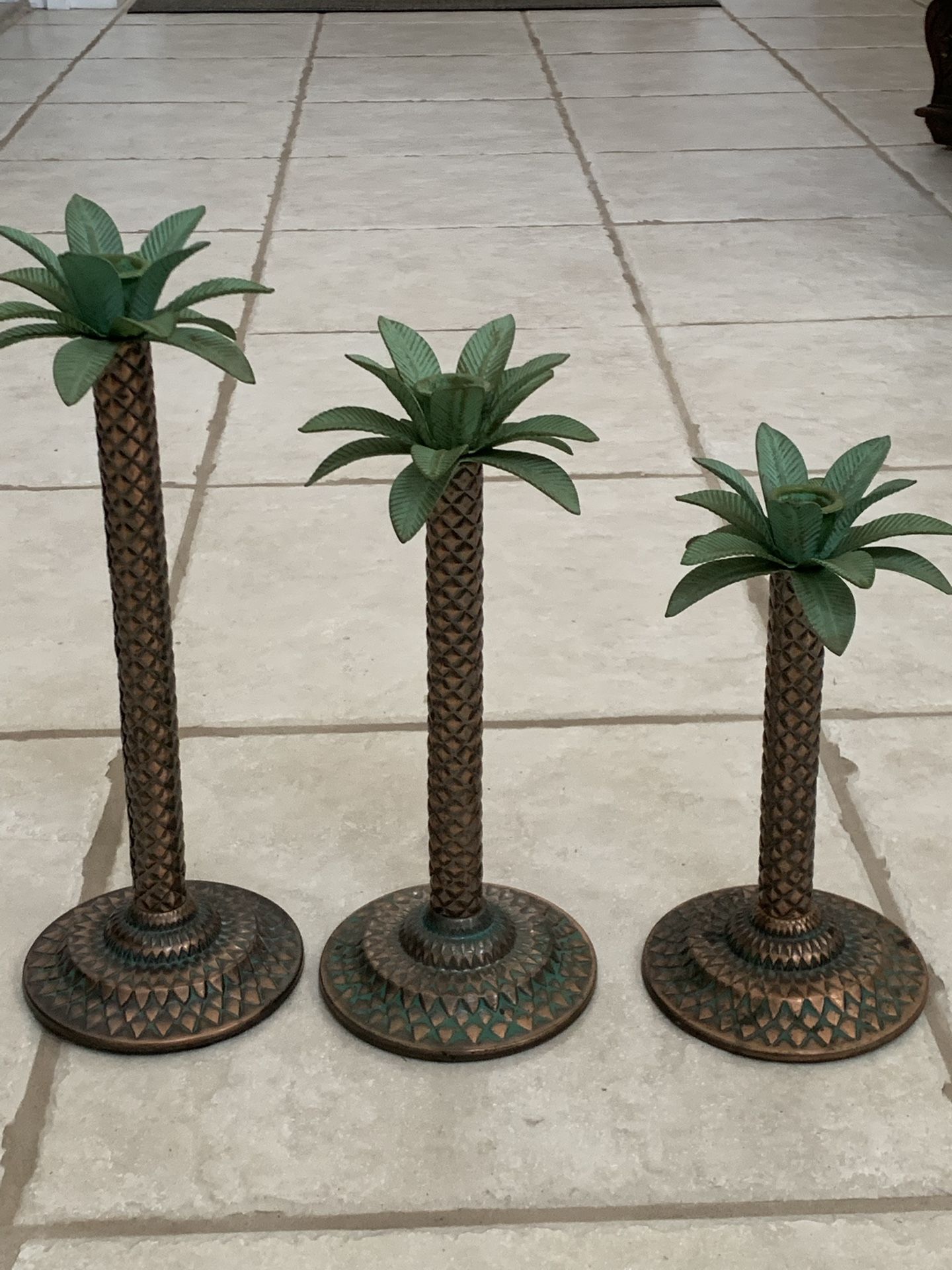 Vintage Palm Tree Candle Stick Holders