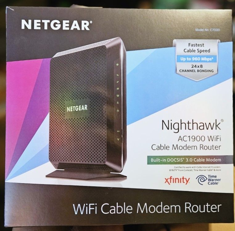 NETGEAR Nighthawk Modem Router Combo C7000-Compatible with Cable Providers Including Xfinity by Comcast, Spectrum, Cox Up to 600Mbps 