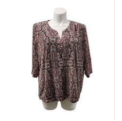 Croft & Barrow Size 3X Women's Multicolor Paisley Blouse