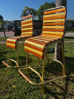 Pair Of Vintage Patio Bar Stools