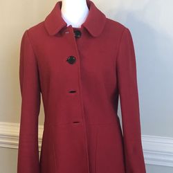 Medium, Deep Red, Full Length Women’s Dress Coat (wool) from Banana Republic 