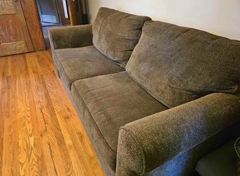 Brown queen sleeper couch - mattress included